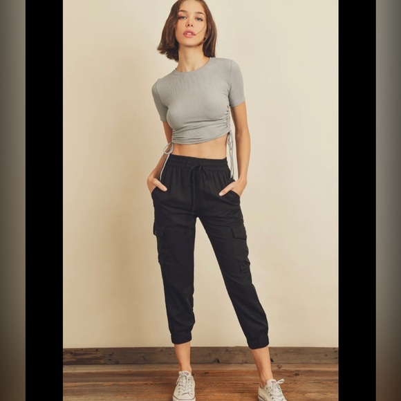 Dress Forum Charcoal Black Lightweight Cargo Joggers  size small - Picture 1 of 4